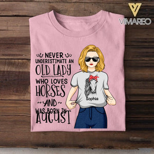 Personalized Never Underestimate An Old Lady Who Loves Horse Tshirt Printed 22JUY-DT14