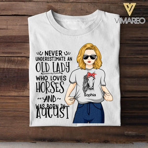 Personalized Never Underestimate An Old Lady Who Loves Horse Tshirt Printed 22JUY-DT14