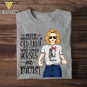 Personalized Never Underestimate An Old Lady Who Loves Horse Tshirt Printed 22JUY-DT14