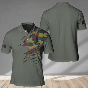 Personalized Belgium Veteran/ Solider Camo Polo Shirts 3D Printed QTDT1607