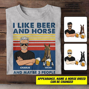 Personalized I Like Beer And Horse And Maybe 3 People Tshirt Printed 22JUY-HC18