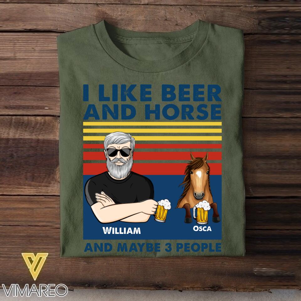 Personalized I Like Beer And Horse And Maybe 3 People Tshirt Printed 22JUY-HC18