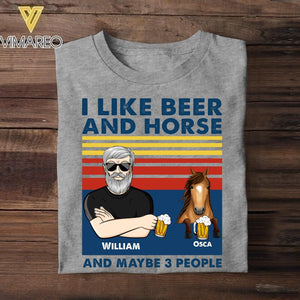 Personalized I Like Beer And Horse And Maybe 3 People Tshirt Printed 22JUY-HC18