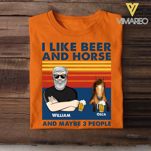 Personalized I Like Beer And Horse And Maybe 3 People Tshirt Printed 22JUY-HC18