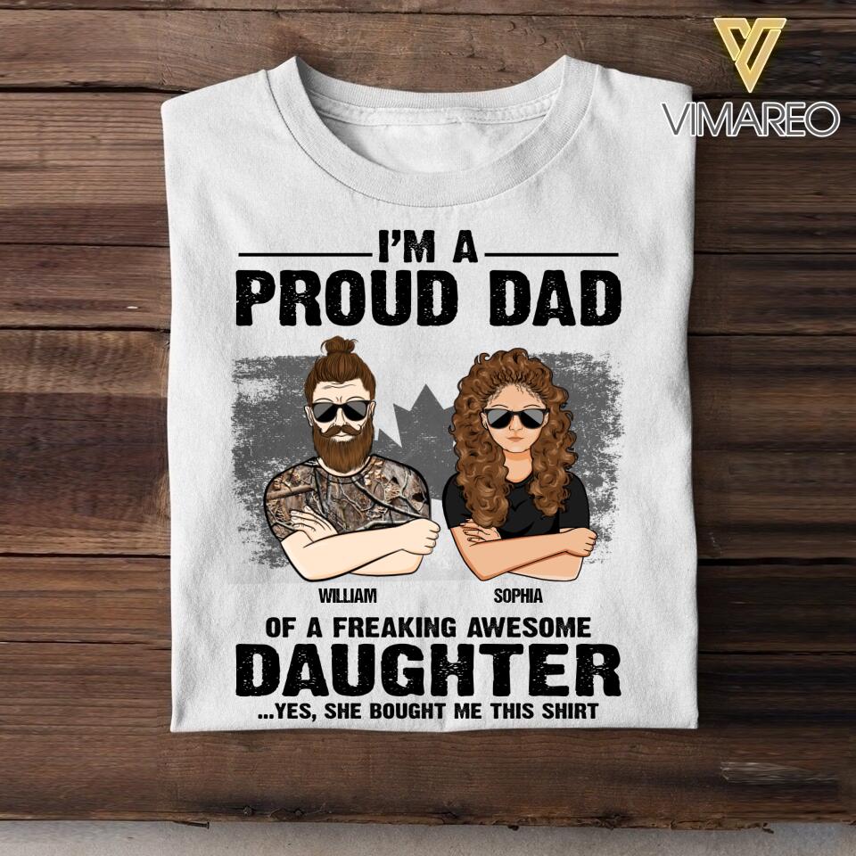 Personalized I'm A Proud Canadian Dad Of A Freaking Awesome Daughter Tshirt Printed QTVQ1907