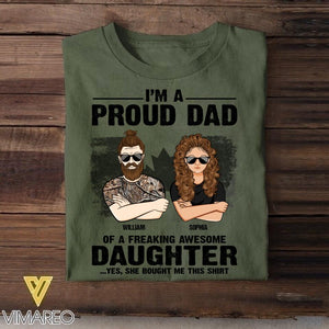 Personalized I'm A Proud Canadian Dad Of A Freaking Awesome Daughter Tshirt Printed QTVQ1907