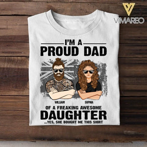 Personalized I'm A Proud Australian Dad Of A Freaking Awesome Daughter Tshirt Printed QTVQ1907