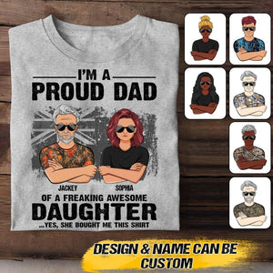 Personalized I'm A Proud Australian Dad Of A Freaking Awesome Daughter Tshirt Printed QTVQ1907