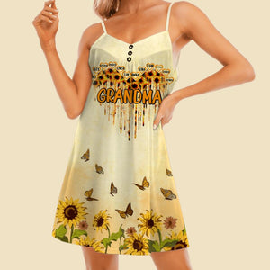 Personalized Grandma Sunflower Kid Name Summer Dress Ladies Womens Clothing QTDT2107