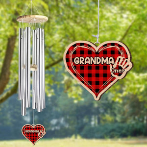 Personalized Grandma Kid Heart Wind Chime Printed 22JUY-HC21