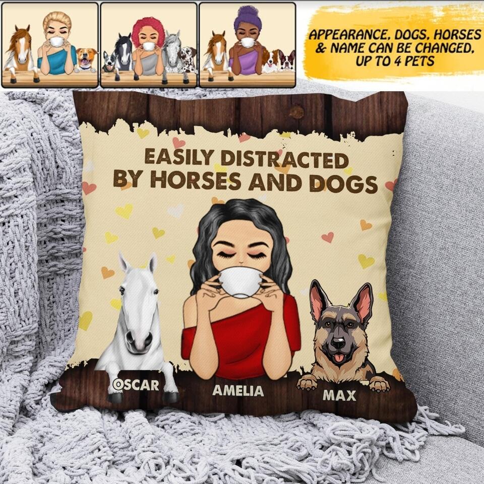 Personalized Easily Distracted By Horses And Dogs  Pillow Printed NQHC2807