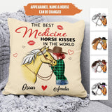 Personalized The Best Medicine Horse Kisses In The World Pillow Printed NQHC2807