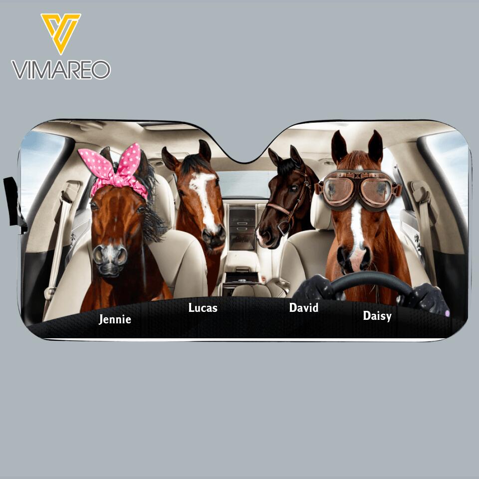 Personalized Horse Lover Car Shade Printed 22AUG-MA02