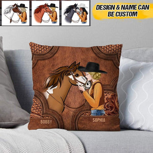 Personalized Horse And Girl Custom Pillow Printed NQHQ0308