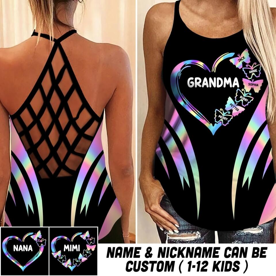 Personalized Grandma Kid Criss Cross Tank Printed 22AUG-HQ03