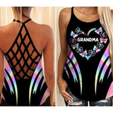 Personalized Grandma Kid Criss Cross Tank Printed 22AUG-HQ03