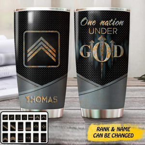 Personalized One Nation Under God French Veteran/ Solider Tumbler Printed QTMA0408