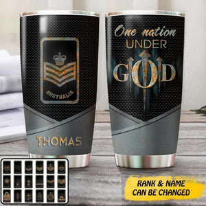 Personalized One Nation Under God Australian Veteran/ Solider Tumbler Printed QTMA0408