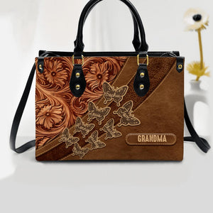 Personalized Grandma & Kids Custom Name Leather Bag Printed NQDT0408