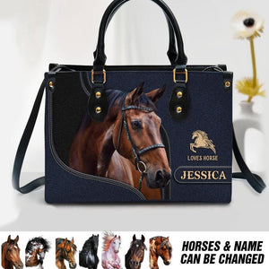 Personalized Loves Horse Leather Bag Printed 22AUG-DT05