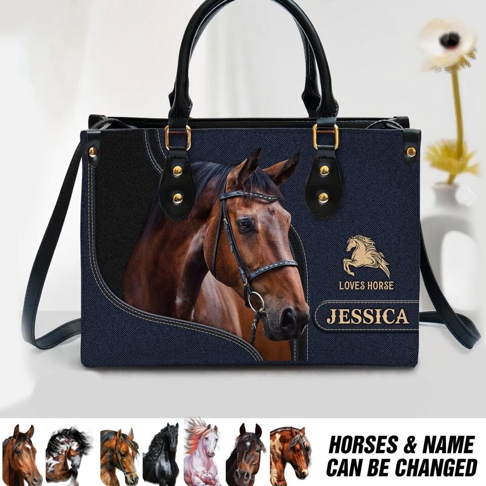 Personalized Loves Horse Leather Bag Printed 22AUG-DT05