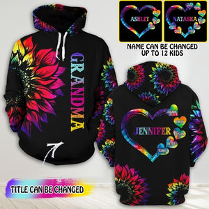 Personalized Grandma Kid Sunflower Hoodie 3D Printed 22AUG-DT05