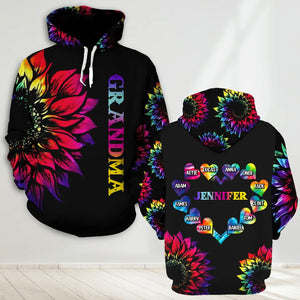 Personalized Grandma Kid Sunflower Hoodie 3D Printed 22AUG-DT05