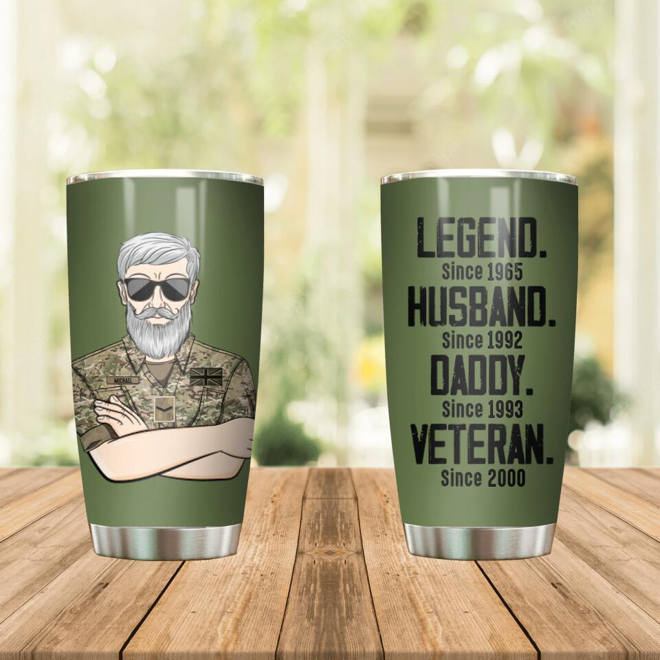 Personalized UK Veterans/Soldier Legend Husband Daddy Tumbler Printed QTDT0808