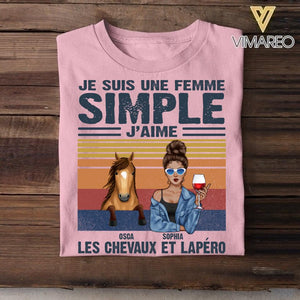 Personalized Je Súi Une Femme Simple J'saime Les Chevaux Et Lapero Horse Girl Tshirt Printed QTVQ0908