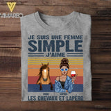 Personalized Je Súi Une Femme Simple J'saime Les Chevaux Et Lapero Horse Girl Tshirt Printed QTVQ0908