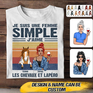 Personalized Je Súi Une Femme Simple J'saime Les Chevaux Et Lapero Horse Girl Tshirt Printed QTVQ0908