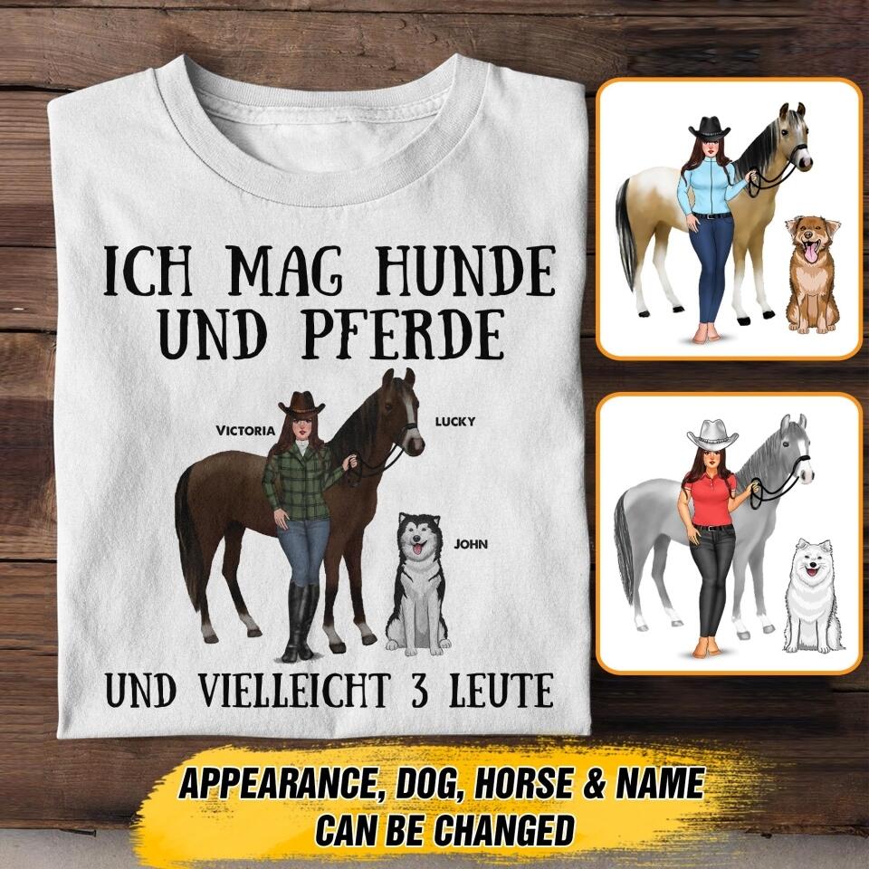 Personalized Ich Mag Hunde Und Pferde Und Vielleight 3 Leute Horse Dog Tshirt Printed QTHY0908