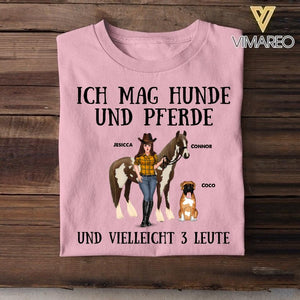 Personalized Ich Mag Hunde Und Pferde Und Vielleight 3 Leute Horse Dog Tshirt Printed QTHY0908