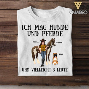 Personalized Ich Mag Hunde Und Pferde Und Vielleight 3 Leute Horse Dog Tshirt Printed QTHY0908