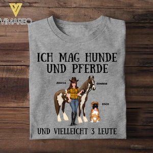 Personalized Ich Mag Hunde Und Pferde Und Vielleight 3 Leute Horse Dog Tshirt Printed QTHY0908