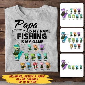 Personalized Papa Is My Name Fishing Is My Game Kid Name Tshirt Printed QTMA1008