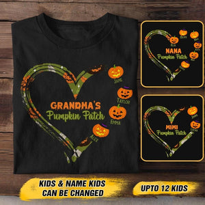 Personalized Grandma's Pumpkin Patch Kid Name Tshirt Printed QTHY1208