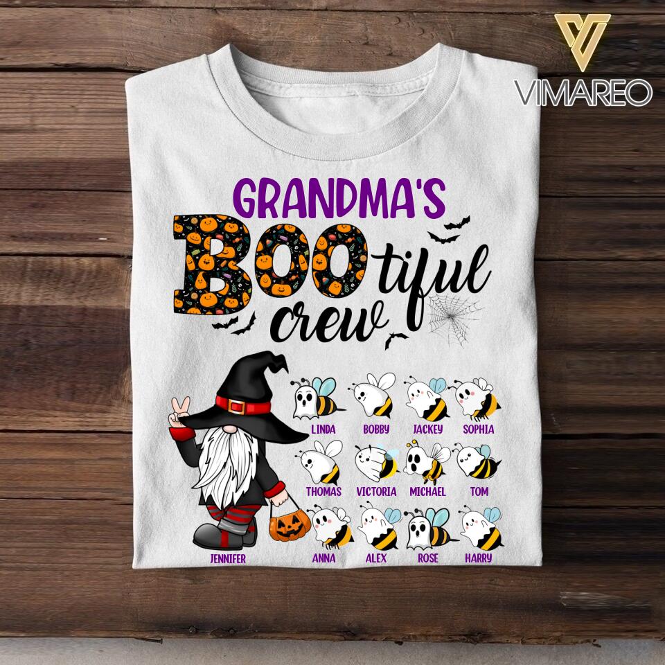 Personalized Grandma's Bootiful Crew Kid Name Halloween Tshirt Printed QTDT1208