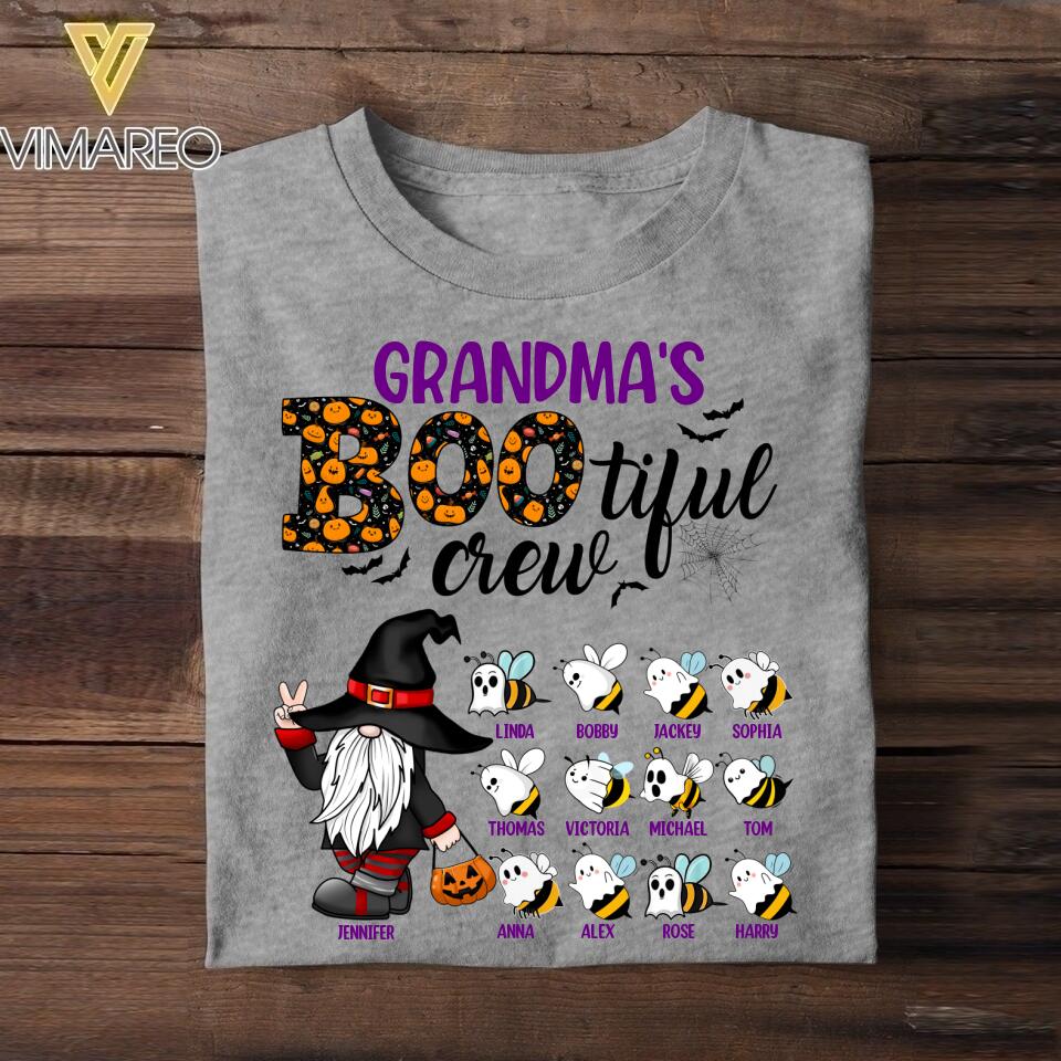 Personalized Grandma's Bootiful Crew Kid Name Halloween Tshirt Printed QTDT1208