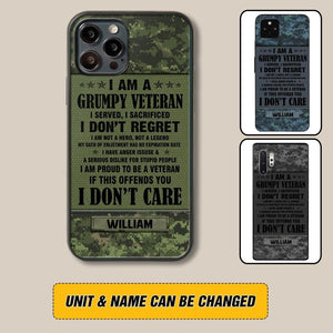 Personalized Canadian Veteran/Soldier Phone Case Printed 22AUG-HY13