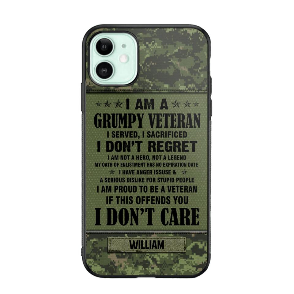 Personalized Canadian Veteran/Soldier Phone Case Printed 22AUG-HY13