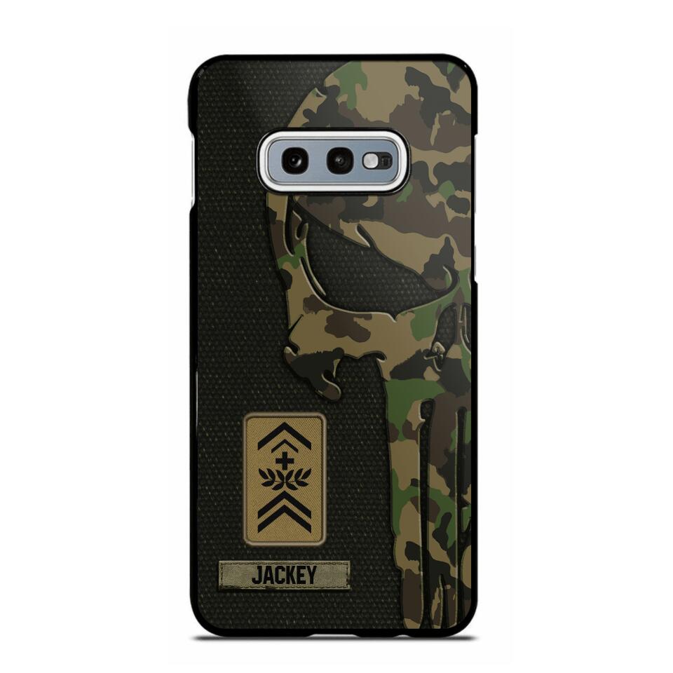 Personalized Swiss Solider/ Veteran Skull Phonecase Printed QTDT1508