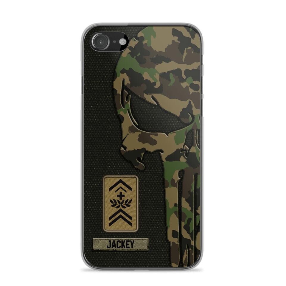 Personalized Swiss Solider/ Veteran Skull Phonecase Printed QTDT1508