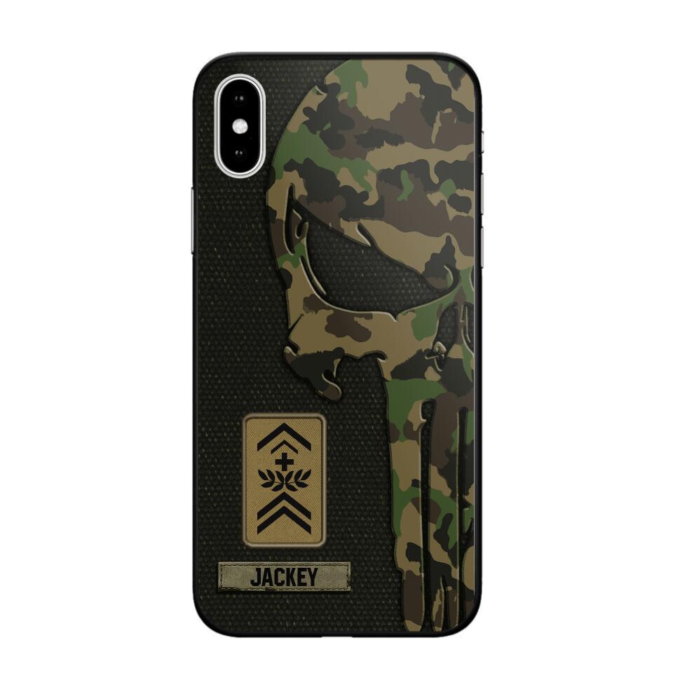 Personalized Swiss Solider/ Veteran Skull Phonecase Printed QTDT1508