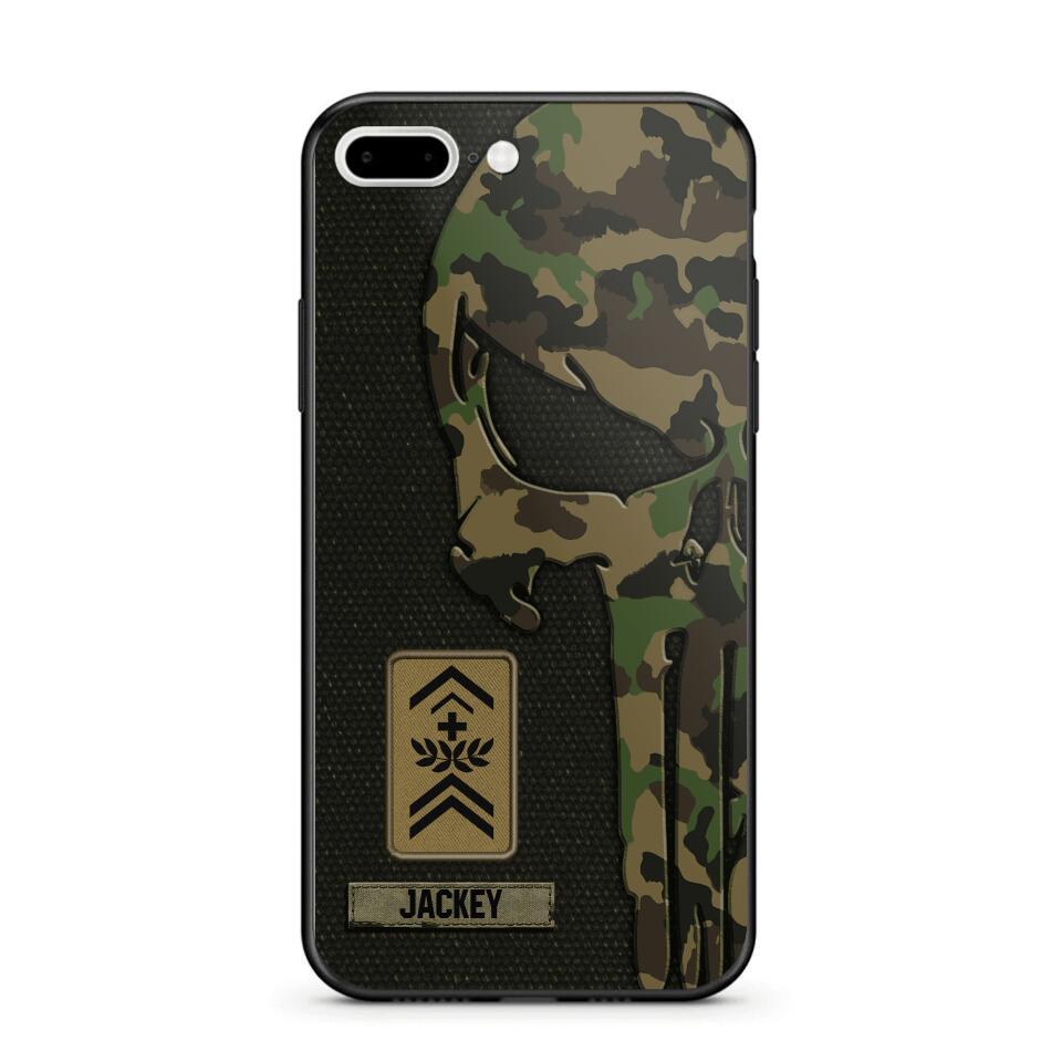 Personalized Swiss Solider/ Veteran Skull Phonecase Printed QTDT1508