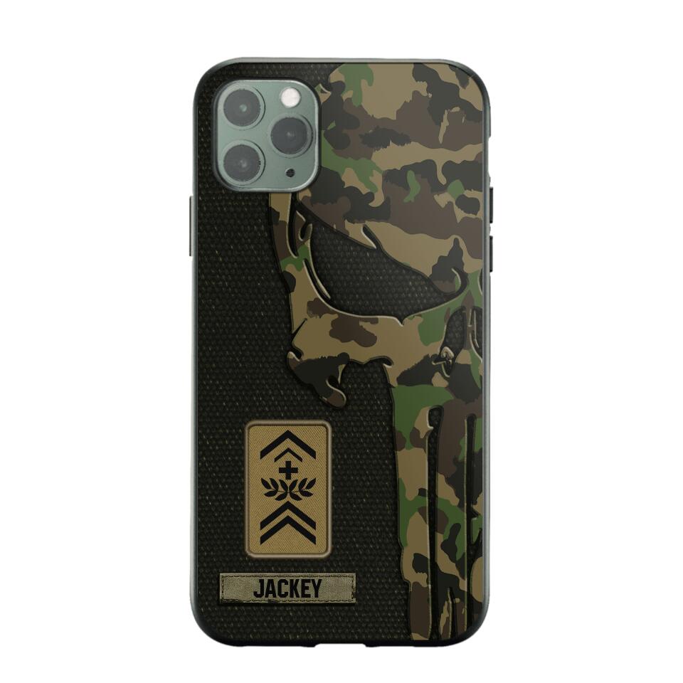 Personalized Swiss Solider/ Veteran Skull Phonecase Printed QTDT1508