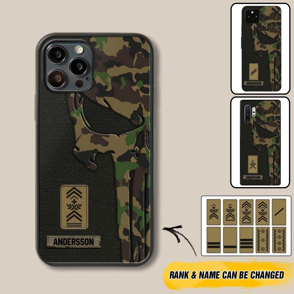 Personalized Swiss Solider/ Veteran Skull Phonecase Printed QTDT1508