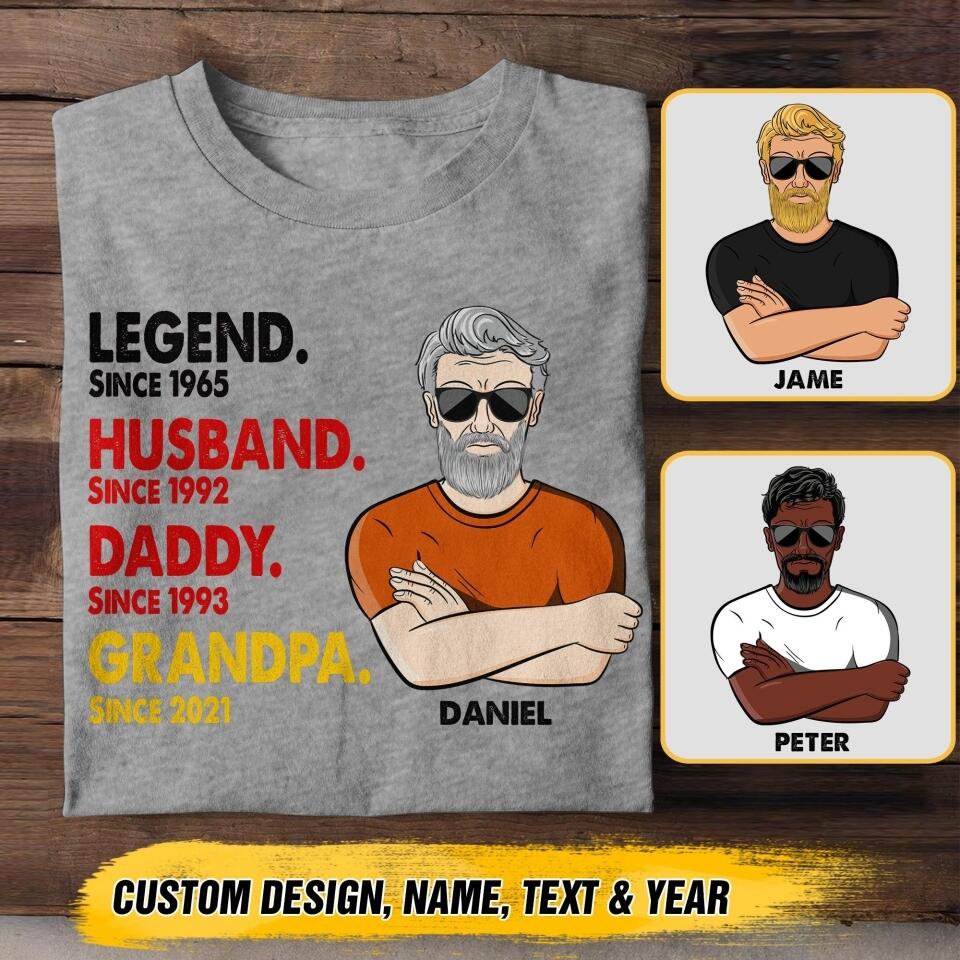 Personalized Vintage Legend Husband Daddy Since Years Man German Tshirt Printed DMHY1508