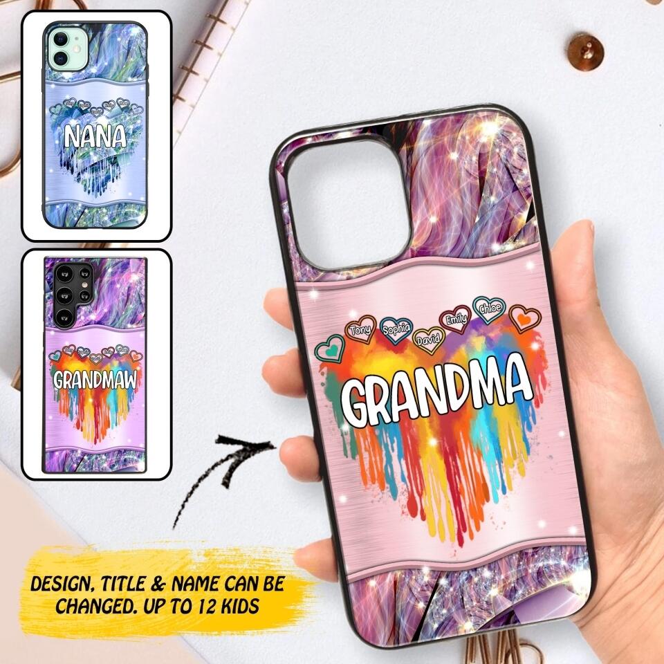 Personalized Grandma Kid Heart Color Phone Case Printed 22AUG-DT16