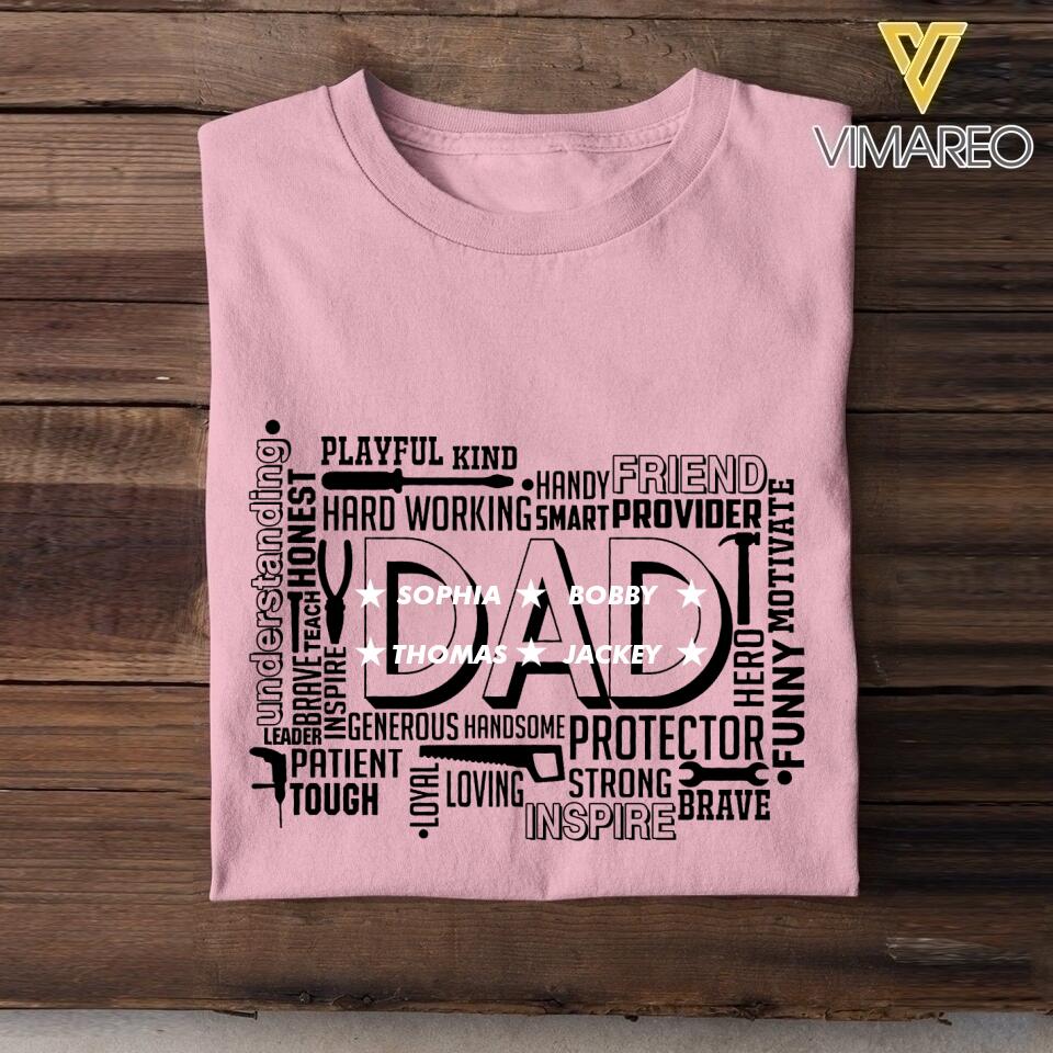 Personalized Dad Kid Name Tshirt Printed QTDT2308